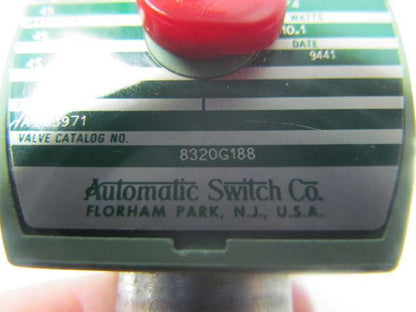 ASCO RED HAT 8320G188 Solenoid Valve 1/4"NPT 45PSI Air Bas Water 3port