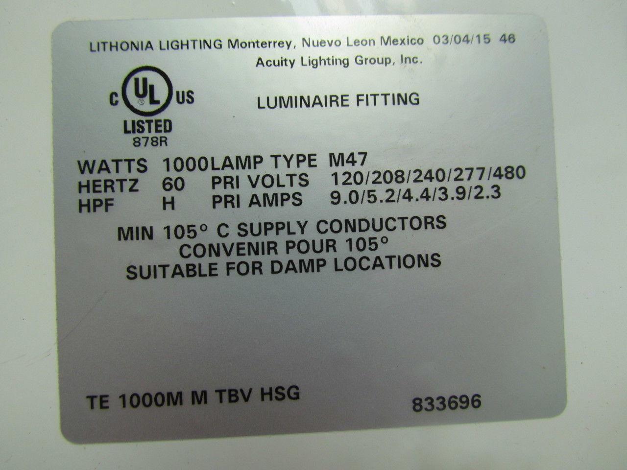 Lithonia Lighting TE1000MM TBV HSG 4" Matt white baffle120V LED module 1000watt