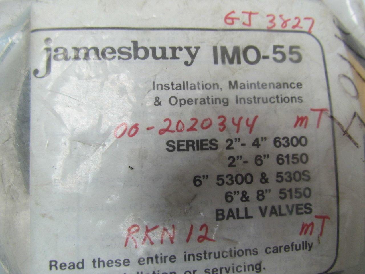 Jamesbury IMO-55 Ball Valve Repair Kit w/Instructions