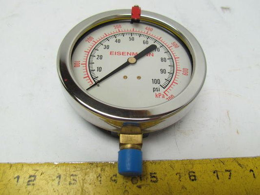 Span Eisenmann LSF-310-100 KPA-SFB-G 4" Diameter 1/4"npt Bottom Mount 0-100 PSI