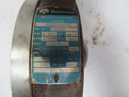 Rockwell MCcAnnalok 432L150S6TS6 4" Stainless Steel Butterfly Valve W/Lever-Lock