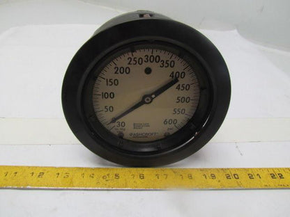 Ashcroft Compound Vacuum Pressure Gauge 0-30 in Hg 0-600psi 4-1/2 Dia 1/2"npt