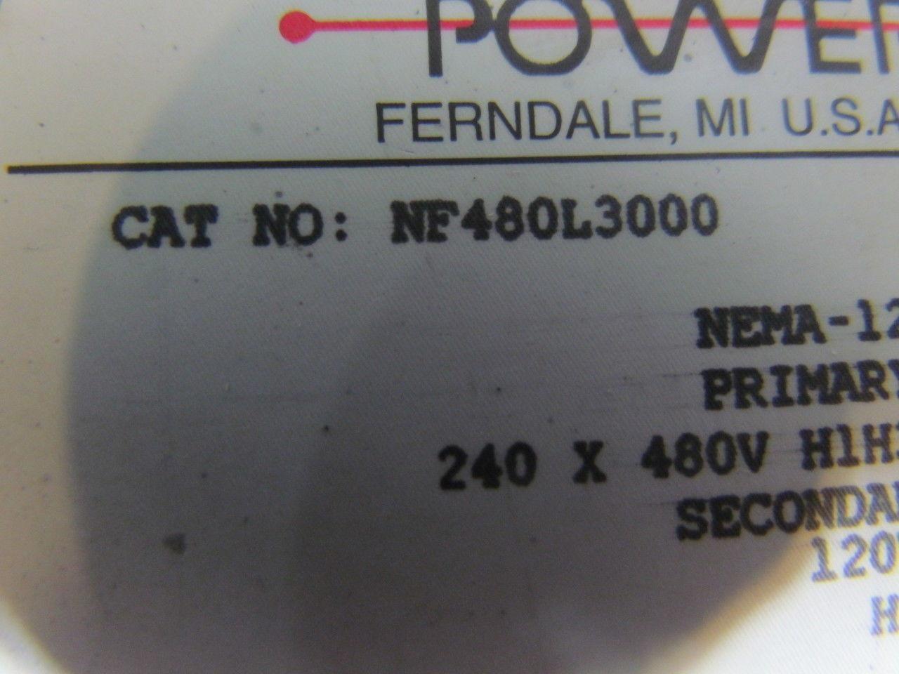 Powertran NF480L3000 240X480V Primary 120V Secondary 3KVA Transformer