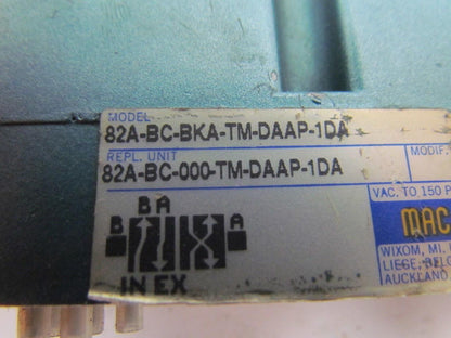 MAC 82A-BC-BKA-TM-DAAP-1DA Single Coil Pneumatic Directional Control Valve
