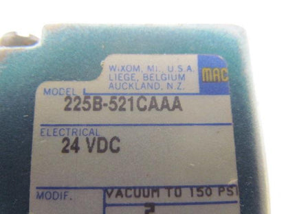 MAC 225B-521CAAA Series 200 Pneumatic Solenoid Universal Valve 24VDC Coil