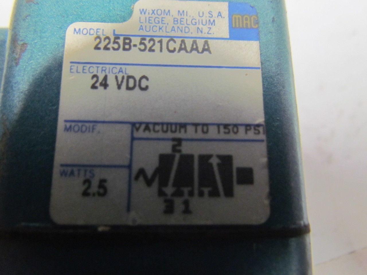 MAC 225B-521CAAA Series 200 Pneumatic Solenoid Universal Valve 24VDC Coil