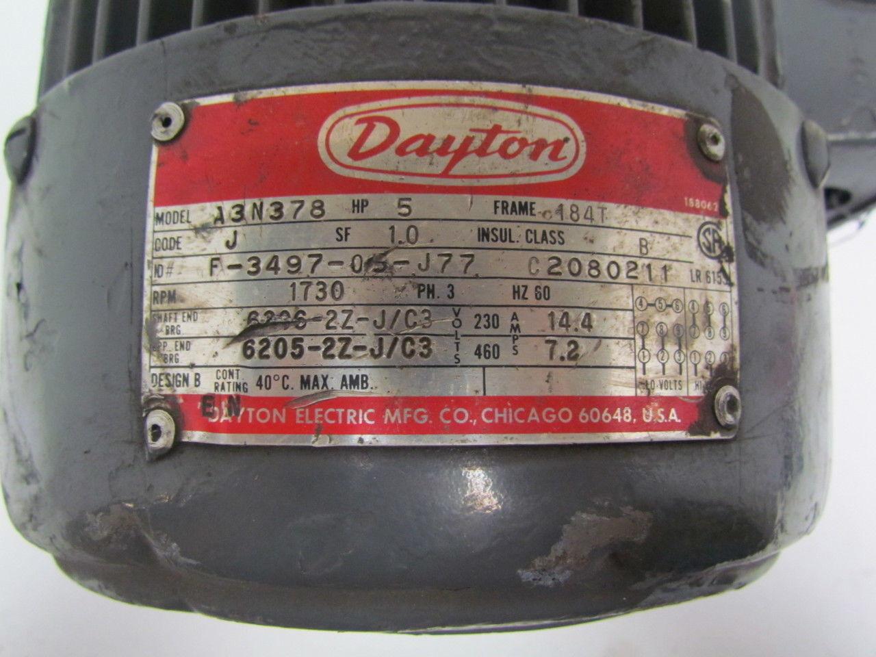 Dayton Electric A3N378 5HP 460Volt 1730RPM 60HZ