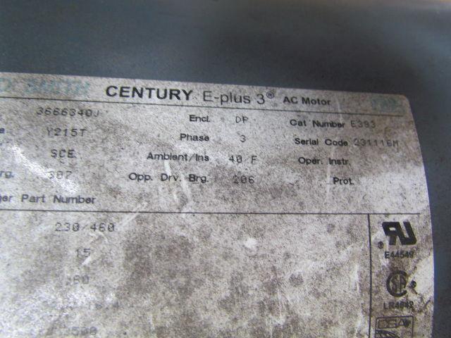 AO Smith Century Eplus 3 3666340J 230/460VAC 15HP Y215 frame 3500RPM