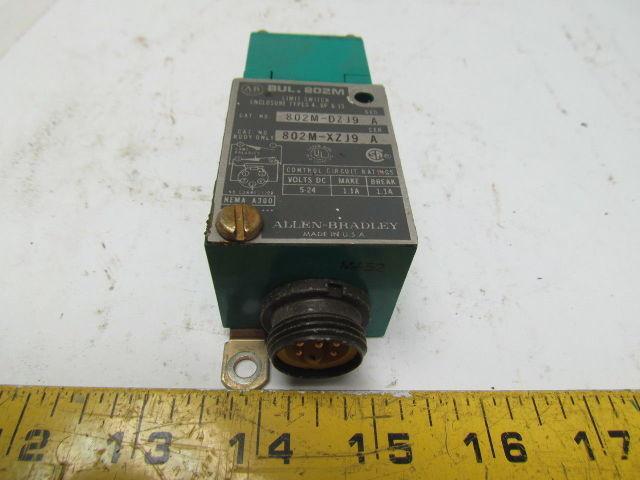 Allen Bradley 802M-DZJ9 Pre Wirer Factory Sealed Limit Switch 5-24VDC 1.1A