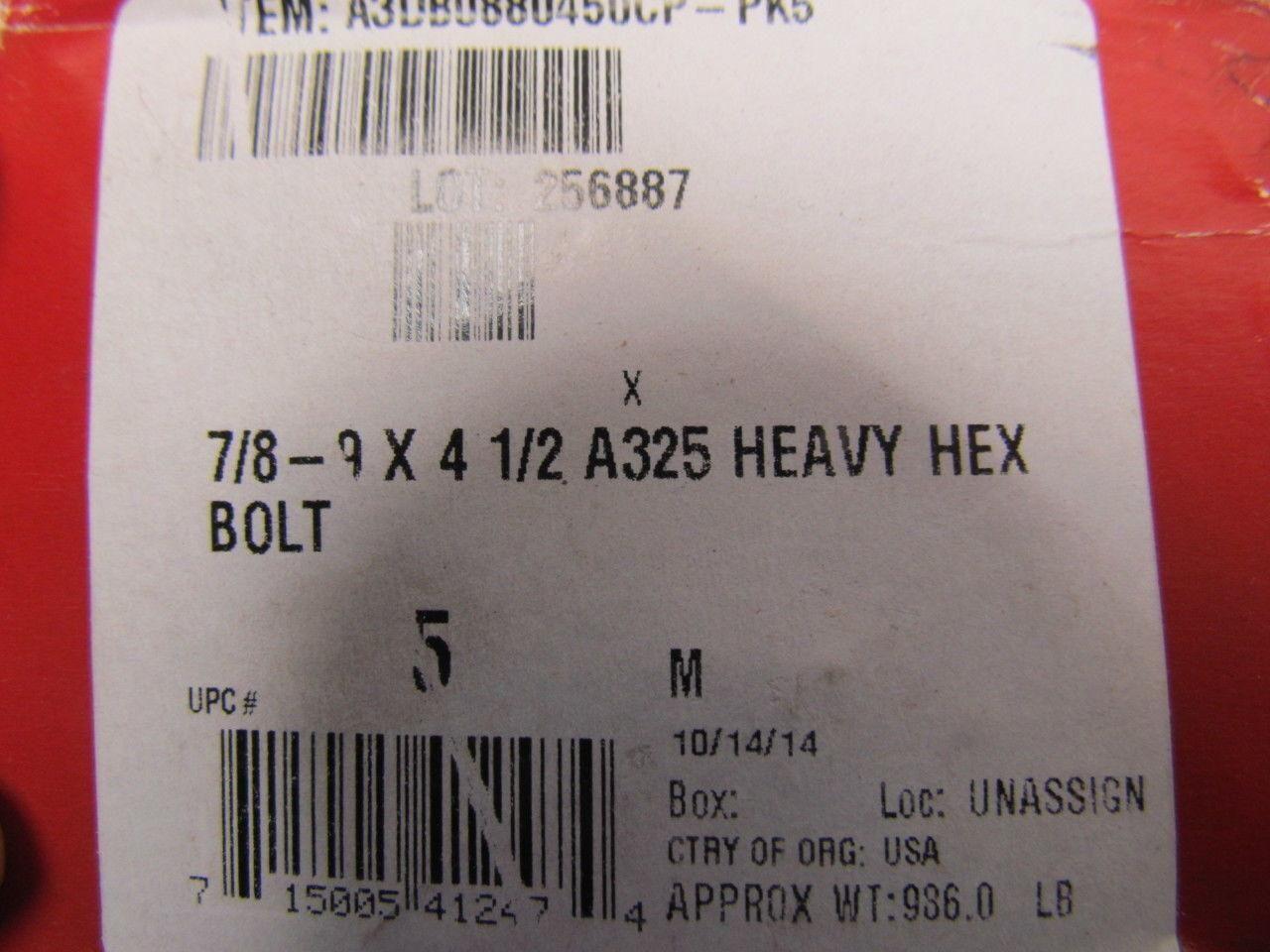 Hodell-Natco 7/8-9x4-1/2" Heavy Hex Bolt A325 Black oxide finish 1lot of 10 pcs