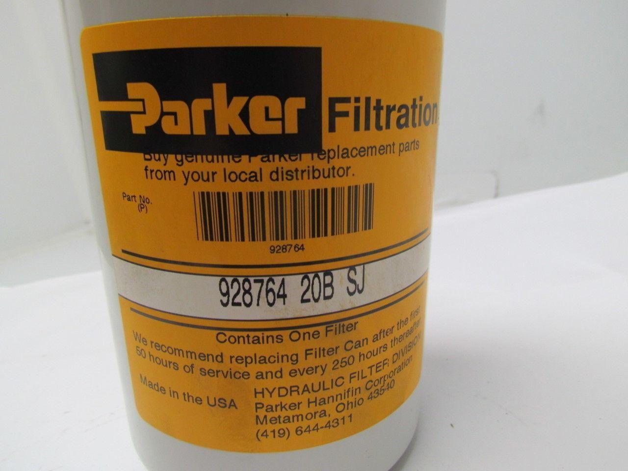 Parker 928764 20B SJ Hydraulic Oil Canister Filter Cartridge 20 Micron 20 GPM