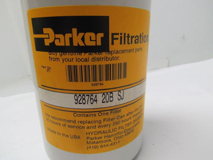 Parker 928764 20B SJ Hydraulic Oil Canister Filter Cartridge 20 Micron 20 GPM