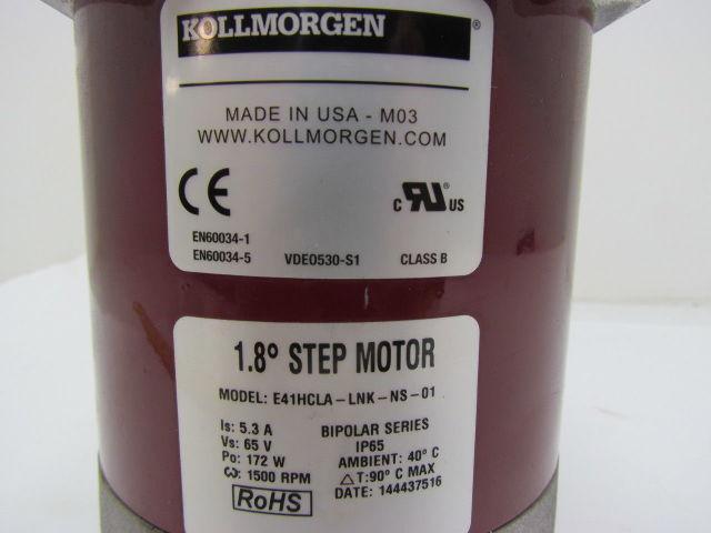 Kollmorgen E41HCLA-LNK-NS-01 1.8° Step Motor 5.3A 65V 172W 1500 RPM