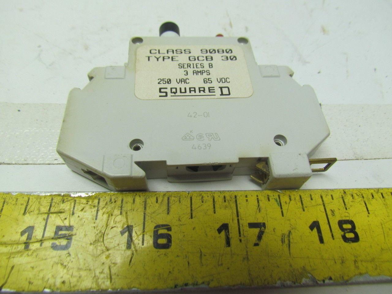 Square-D Class 9080 Type GCB 30 Ser B Thermal-Magnetic Circuit Protector 3 Amp