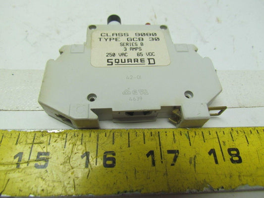 Square-D Class 9080 Type GCB 30 Ser B Thermal-Magnetic Circuit Protector 3 Amp