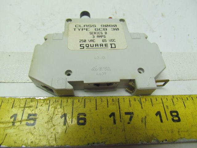 Square-D Class 9080 Type GCB 30 Ser B Thermal-Magnetic Circuit Protector 3 Amp