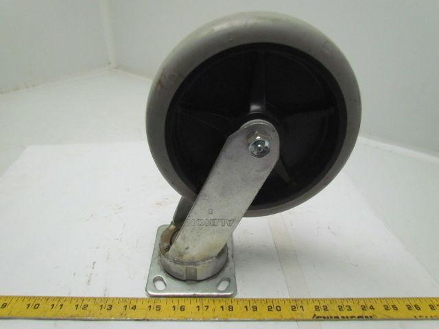 Albion 8" gray swivel caster plate mount rubber wheel tire 11-1/2" tall