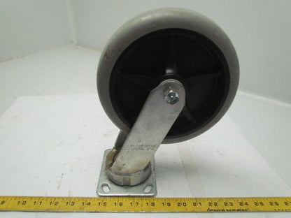 Albion 8" gray swivel caster plate mount rubber wheel tire 11-1/2" tall