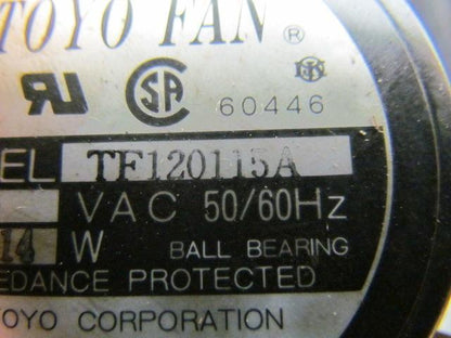 Toyo Fan TF120115A Cooling Fan Tube Axial 115VAC
