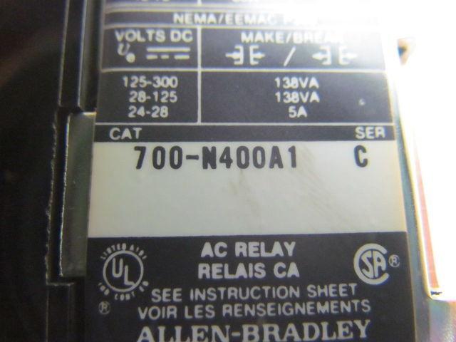 A-B Allen Bradley 700-N400A1 Control Relay 120V Coil Ser C