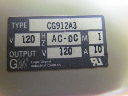 Eagle Signal CG912A3 120V Ac/DC Time Delay Relay w/Base 0-16 Sec.