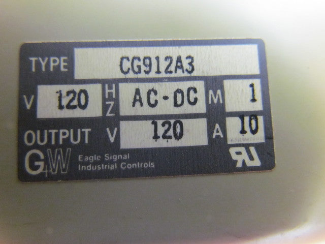 Eagle Signal CG912A3 120V Ac/DC Time Delay Relay w/Base 0-16 Sec.