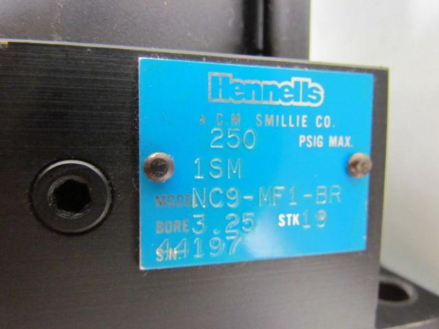 Hennells NC9-MF1-BR Pneumatic Air Cylinder 3.25 Bore 19" Stroke 1" Shaft