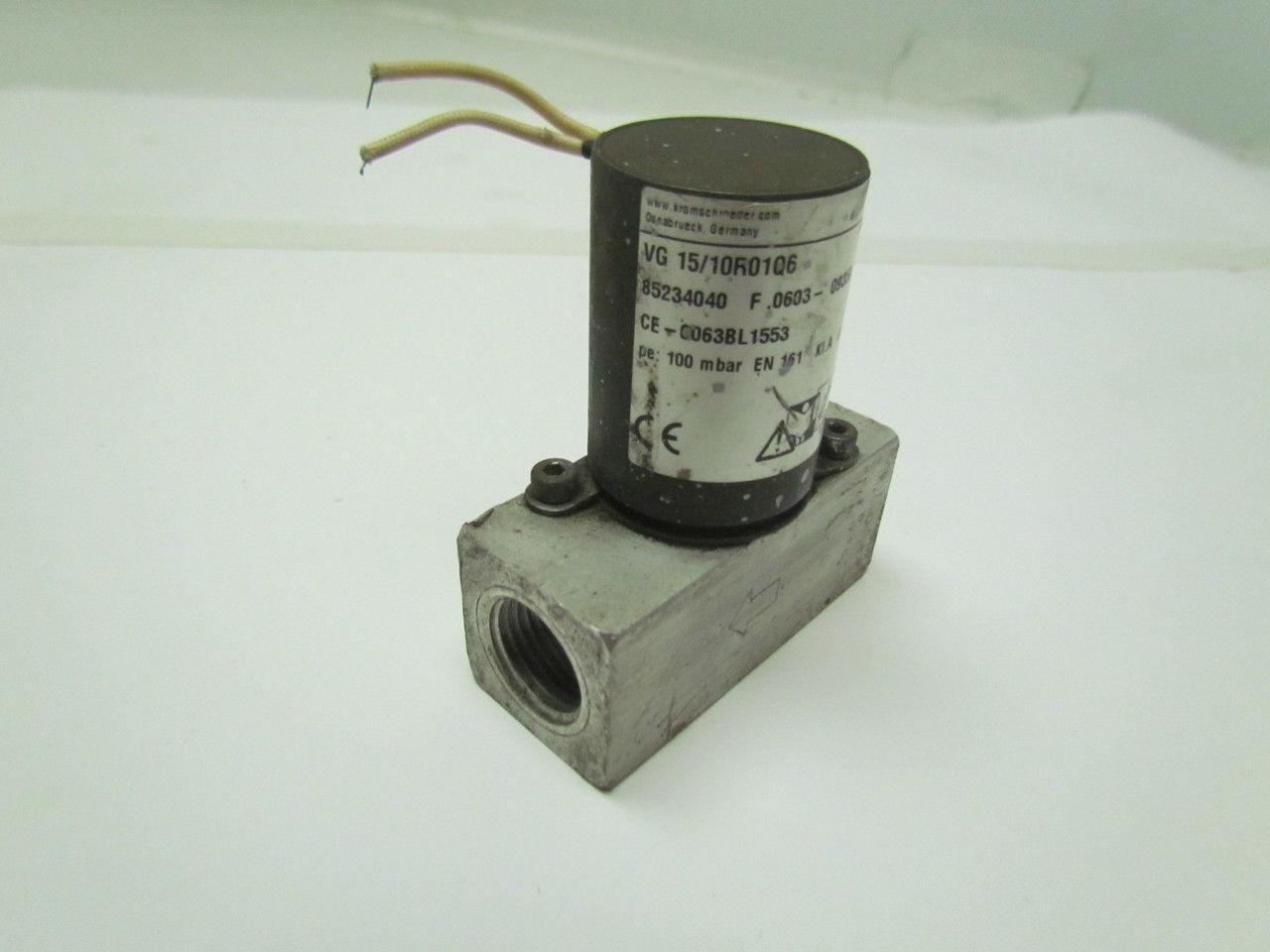 Krom Schroder VG 15/10R01Q6 Gas Solenoid Valve 1/2"npt Ports 100mbar 120V 8VA