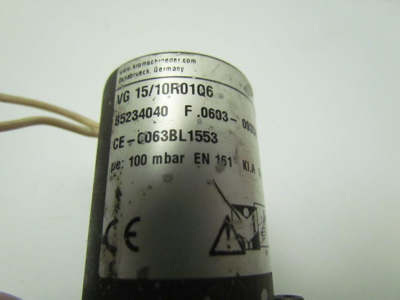 Krom Schroder VG 15/10R01Q6 Gas Solenoid Valve 1/2"npt Ports 100mbar 120V 8VA