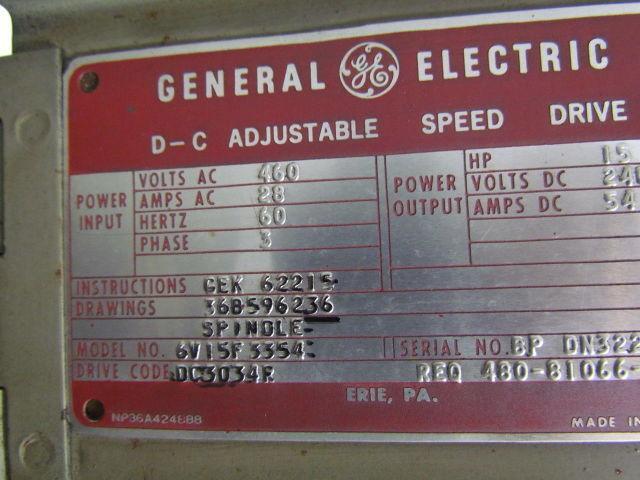GE Valutrol 6V15F3354 DC3034R DC Adjustable Speed Drive 15HP 240VDC 54amp DC