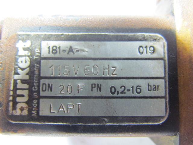 Burket 181-A 019 Solenoid Valve 115 V60 HZ 3/4"
