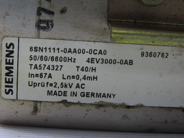 Siemens 6SN1111-0AA00-0CA0 Transformer Hundai HIT-15S CNC Lathe