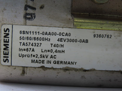 Siemens 6SN1111-0AA00-0CA0 Transformer Hundai HIT-15S CNC Lathe