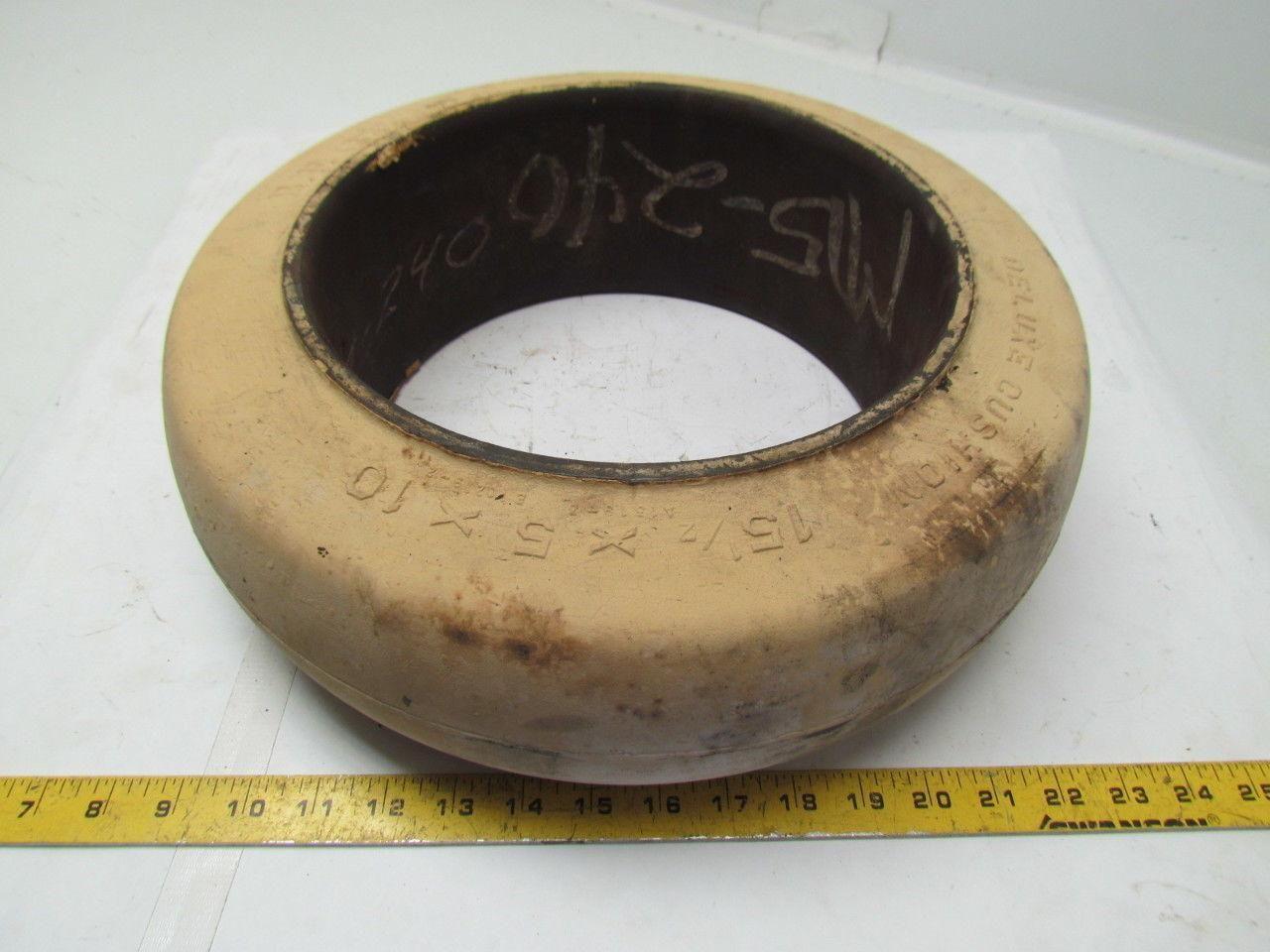 15-1/2"X5"X10" Deluxe Cushion Non-Marking White Press On Forklift Tire Wheel