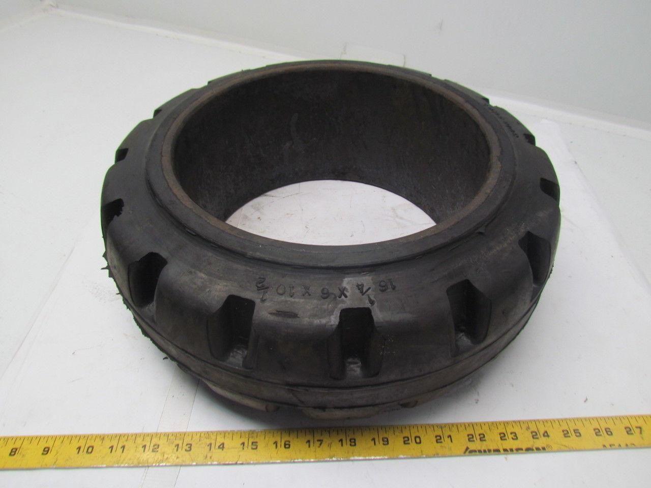 Superior 16-1/4"x6"x10-1/2" Press On Solid Rubber Traction Forklift Tire Wheel