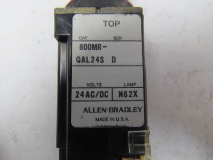 Allen Bradley 800MR-QAL24S Push Button Lighted Switch Green Lens