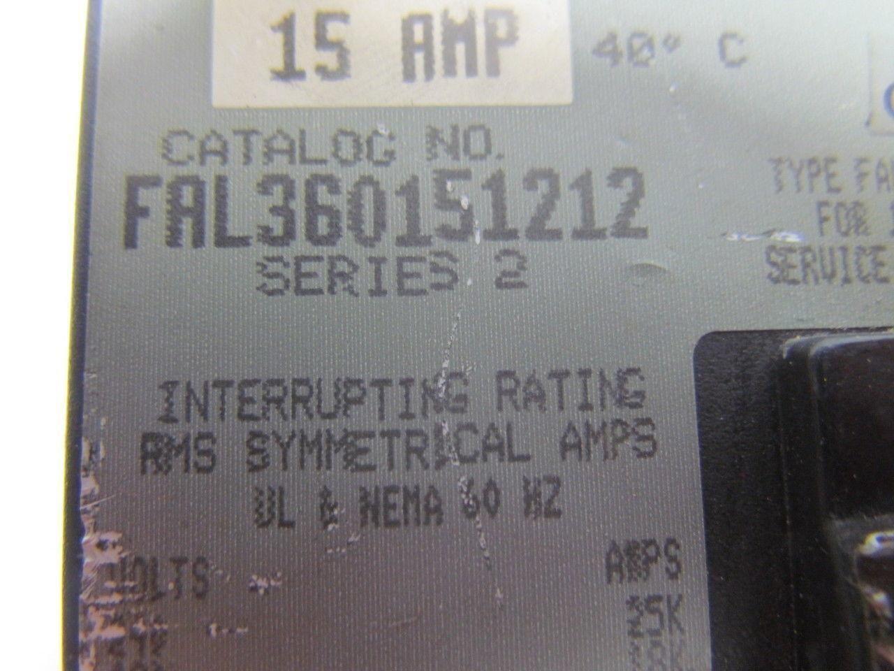 Square D FAL360151212 15Amp 3Pole Circuit Breaker w Aux Switch