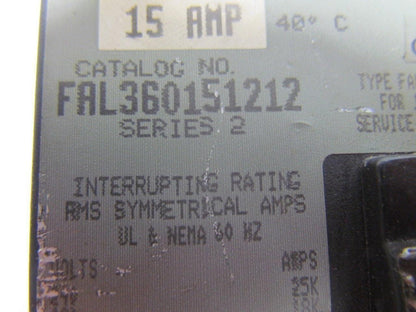 Square D FAL360151212 15Amp 3Pole Circuit Breaker w Aux Switch