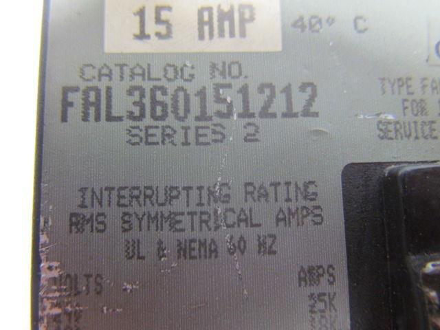Square D FAL360151212 15Amp 3Pole Circuit Breaker w Aux Switch