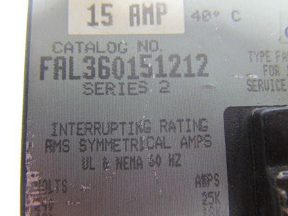 Square D FAL360151212 15Amp 3Pole Circuit Breaker w Aux Switch
