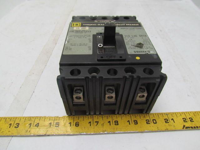 Square D FAL360151212 15Amp 3Pole Circuit Breaker w Aux Switch