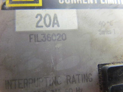 Square D FIL36020 20Amp I-Limiter Circuit Breaker 3Pole