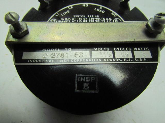 ITC J-2781-6S Timer 115V 60HZ 5W