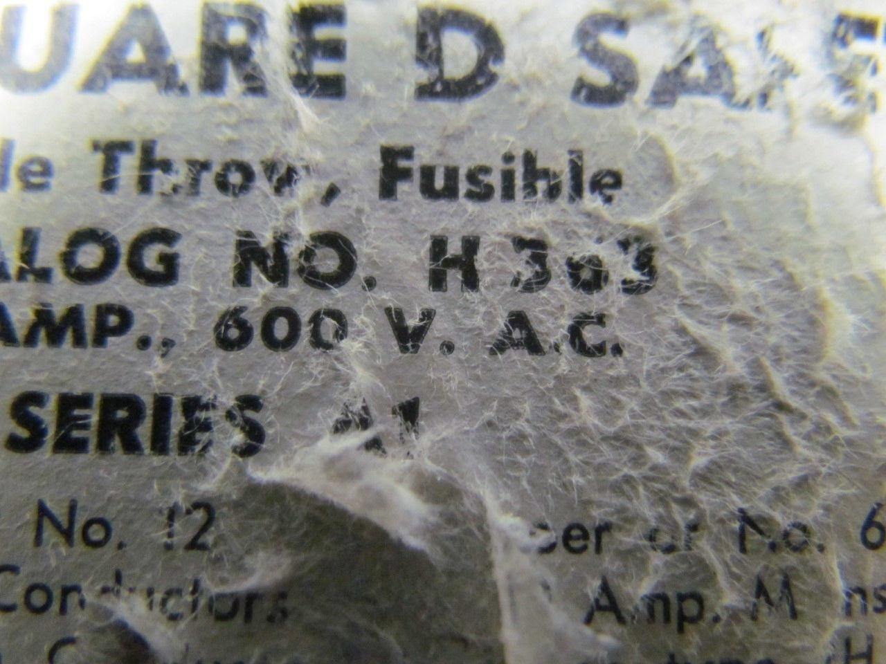 Square D H363 Safety Switch 100A 600V 3P Fused