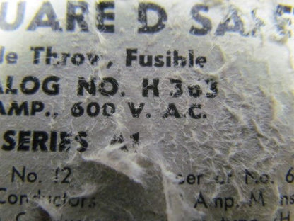 Square D H363 Safety Switch 100A 600V 3P Fused