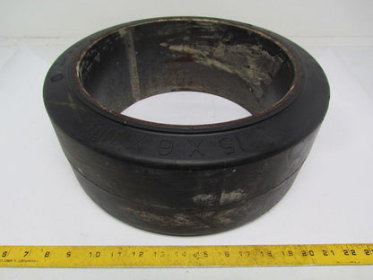 Mega-T 15"X6"X11-1/4" Press On Solid Rubber Smooth Forklift Tire Wheel
