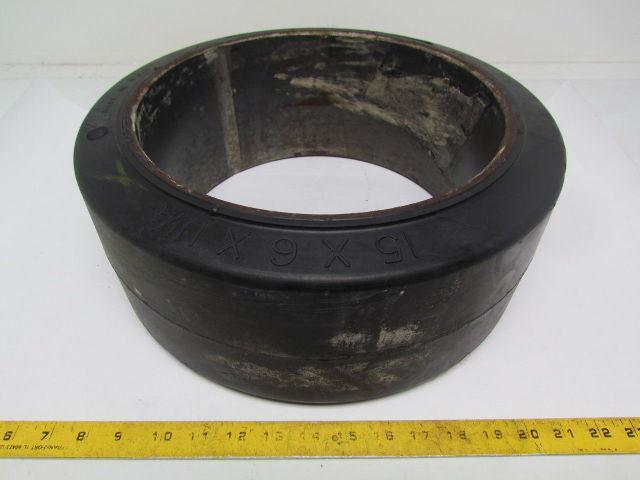 Mega-T 15"X6"X11-1/4" Press On Solid Rubber Smooth Forklift Tire Wheel
