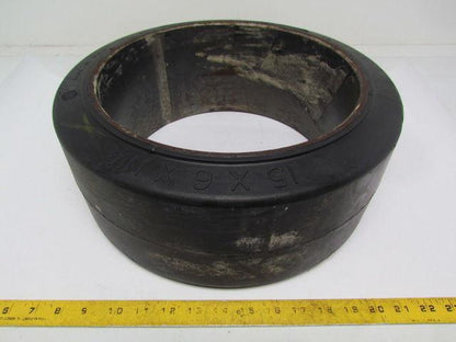 Mega-T 15"X6"X11-1/4" Press On Solid Rubber Smooth Forklift Tire Wheel