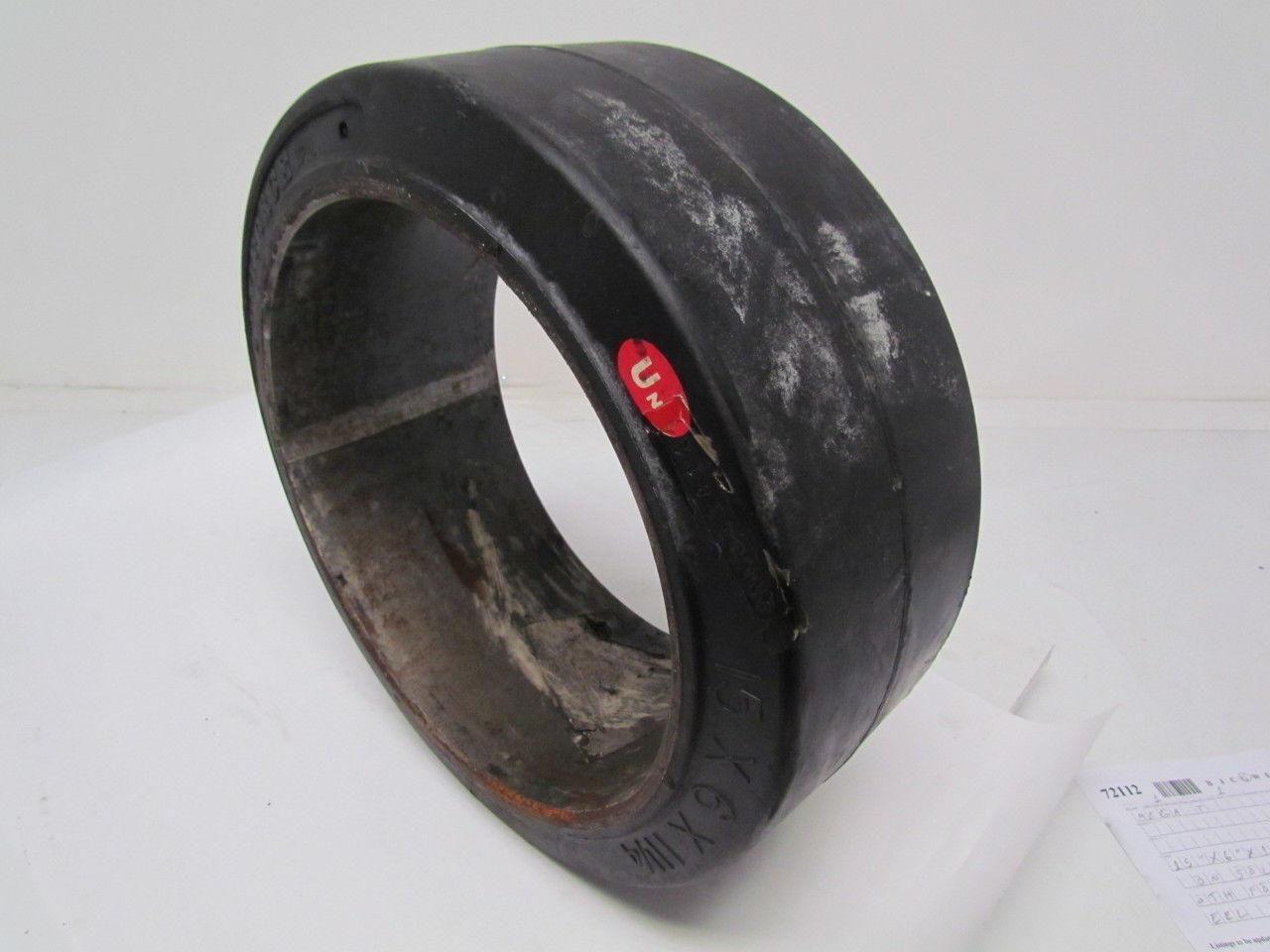 Mega-T 15"X6"X11-1/4" Press On Solid Rubber Smooth Forklift Tire Wheel