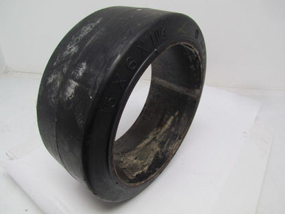 Mega-T 15"X6"X11-1/4" Press On Solid Rubber Smooth Forklift Tire Wheel